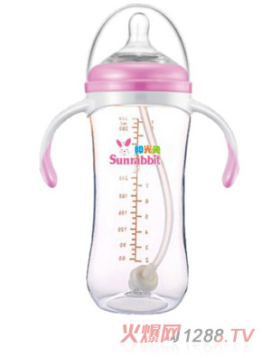 陽(yáng)光兔320ML寬口tritan奶瓶粉色
