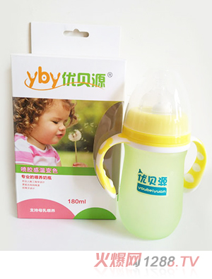 優(yōu)貝源感溫變色奶瓶時(shí)尚款黃色180ml