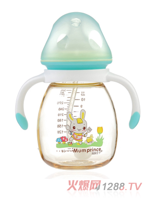 媽咪王子PPSU寬口自動吸320ml蘑菇奶瓶 藍(lán)色
