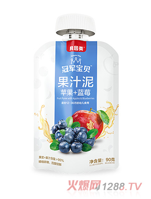 貝因美冠軍寶貝蘋(píng)果+藍(lán)莓果汁泥90克