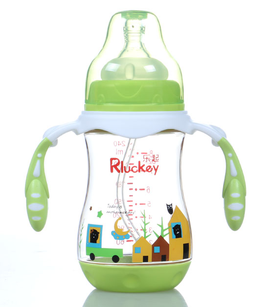 樂(lè)起240ml弧形有耳PPSU奶瓶綠色