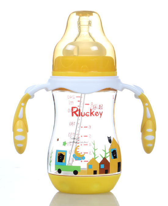 樂(lè)起240ml弧形有耳PPSU奶瓶黃