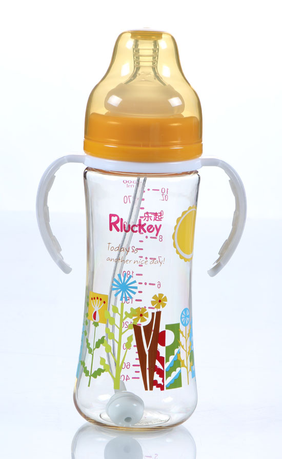樂(lè)起300ml弧形有耳PPSU奶瓶黃